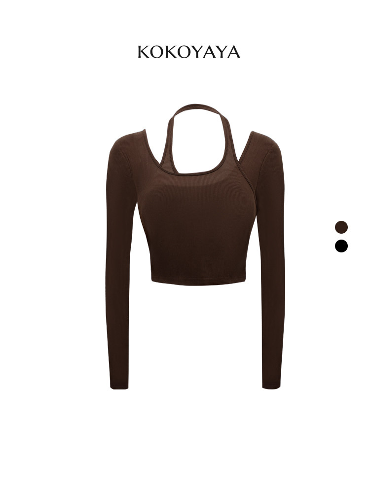 kokoyaya yoga suit, long-sleeved top, fitness suit, women's fake, two-piece tight-fitting Pilates dance training suit