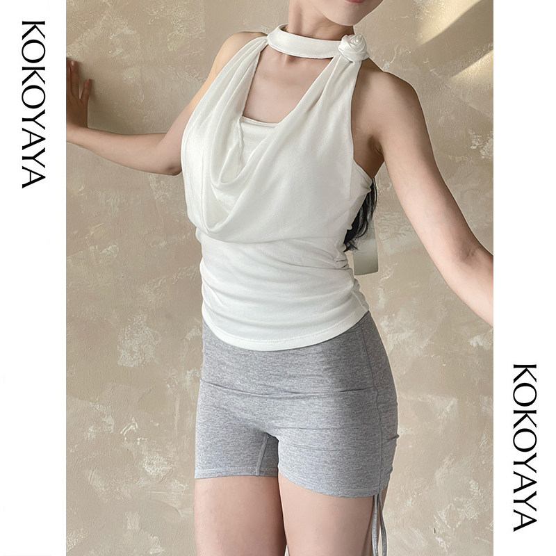 kokoyaya women's sports dance yoga dress running tennis suit Pilates beautiful back top hanging neck vest
