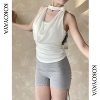 kokoyaya women's sports dance yoga dress running tennis suit Pilates beautiful back top hanging neck vest