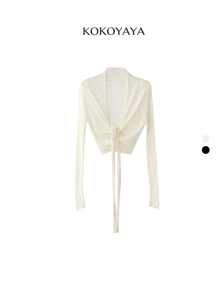 kokoyaya spring new sports T-shirt women's long-sleeved strap bow blouse women's casual yoga dress