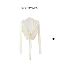 kokoyaya spring new sports T-shirt women's long-sleeved strap bow blouse women's casual yoga dress