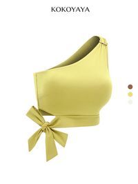 kokoyaya yellow slanting shoulder quick-drying sports vest for women's professional yoga training with chest pad fitness sports underwear