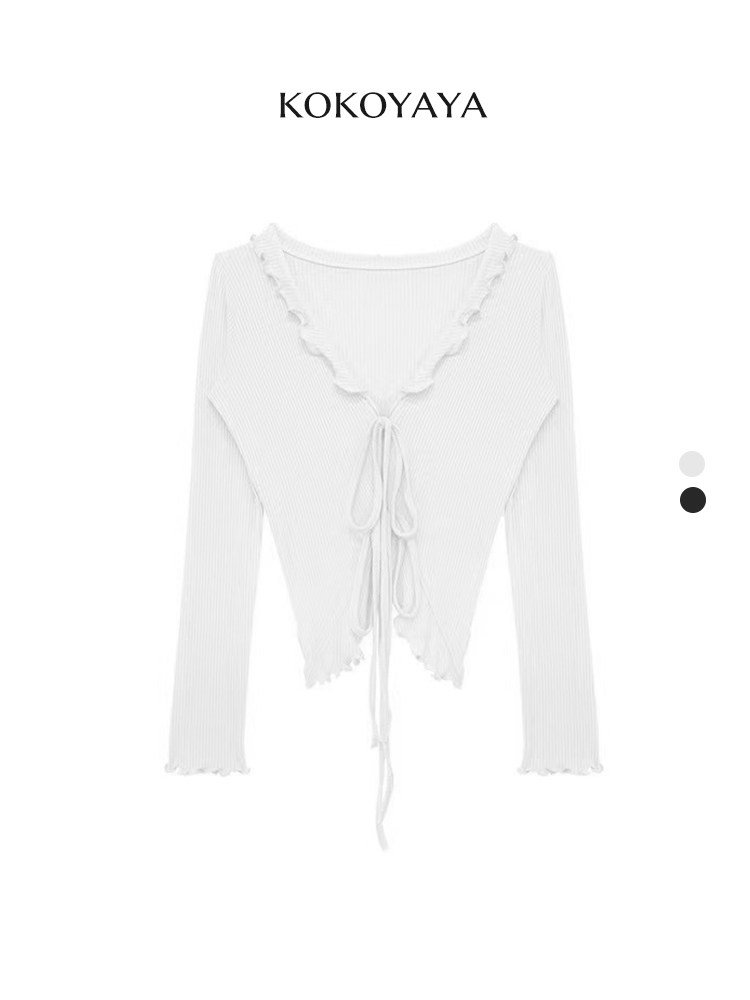 kokoyaya yoga clothes sports T-shirt autumn lotus leaf collar cardigan women tight sleeve split hem fitness women