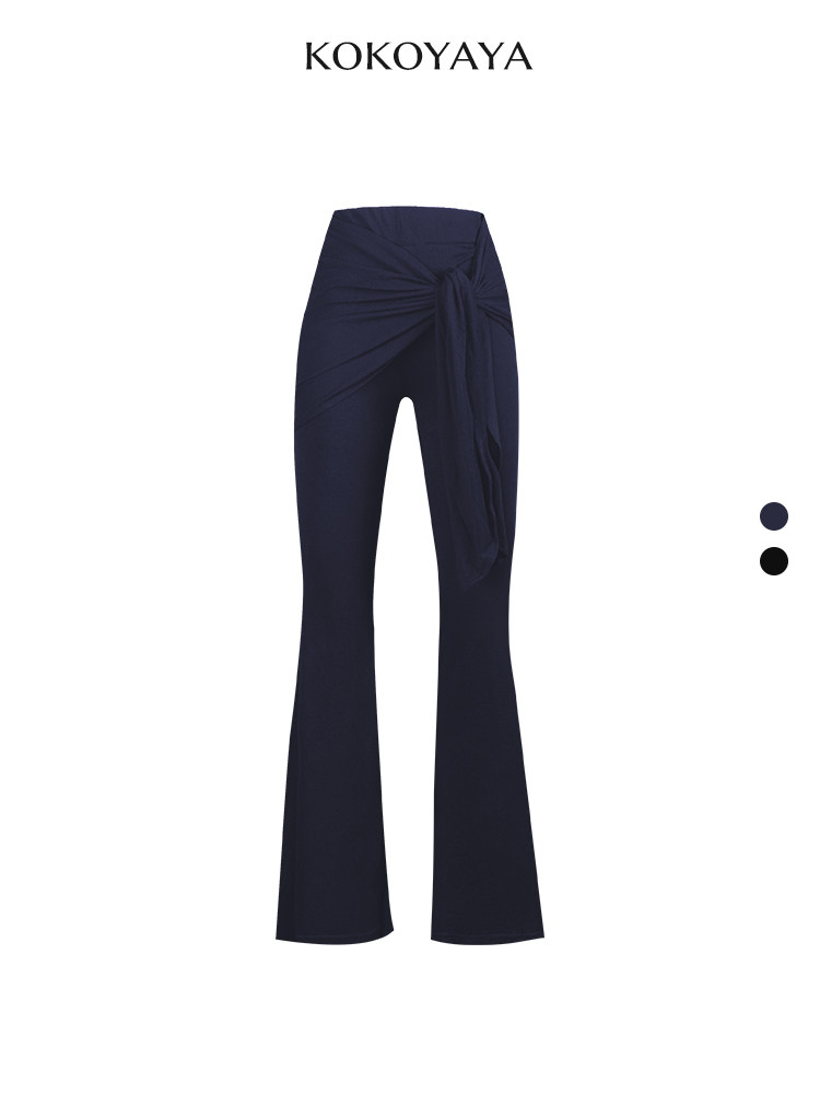 kokoyaya sports fitness pants, women's high-waist hip-lifting Pilates, black fake two-piece yoga pants, bell-bottom pants