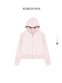 kokoyaya sports sweater pink short yoga suit plus velvet women's warm zipper fitness top hooded coat
