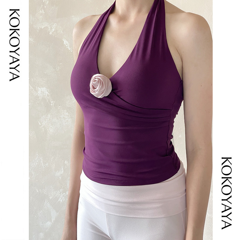 kokoyaya neck vest women sports running fitness yoga pilates beautiful back top tennis dress