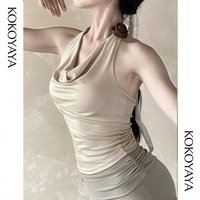 kokoyaya women yoga dance clothes sports running tennis suit pilates back top neck vest