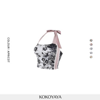 kokoyaya hanging neck sports underwear with chest pad fitness dress vest sleeveless top printed yoga dress for women
