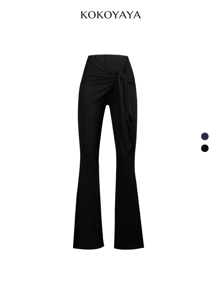 kokoyaya sports fitness pants, women's high-waist hip-lifting Pilates, black fake two-piece yoga pants, bell-bottom pants