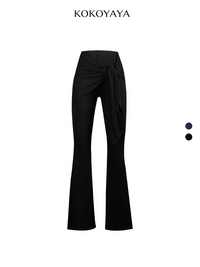 kokoyaya sports fitness pants, women's high-waist hip-lifting Pilates, black fake two-piece yoga pants, bell-bottom pants