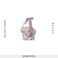 kokoyaya hanging neck sports underwear with chest pad fitness dress vest sleeveless top printed yoga dress for women