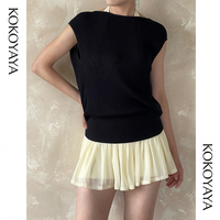 kokoyaya knitted smock yoga suit Pilates fitness dance training suit sleeveless vest sports top for women