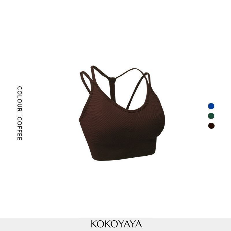 kokoyaya Klein blue belt beautiful back sports bra women's tight training top fitness yoga underwear