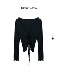 kokoyaya yoga clothes sports T-shirt autumn lotus leaf collar cardigan women tight sleeve split hem fitness women