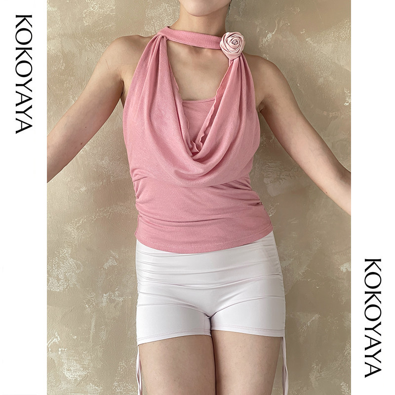 kokoyaya women's sports dance yoga dress running tennis suit Pilates beautiful back top hanging neck vest