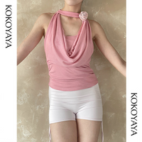 kokoyaya women's sports dance yoga dress running tennis suit Pilates beautiful back top hanging neck vest