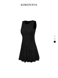kokoyaya sports tennis dress, anti-chafing lapel design with built-in chest pad, professional one-piece badminton outfit