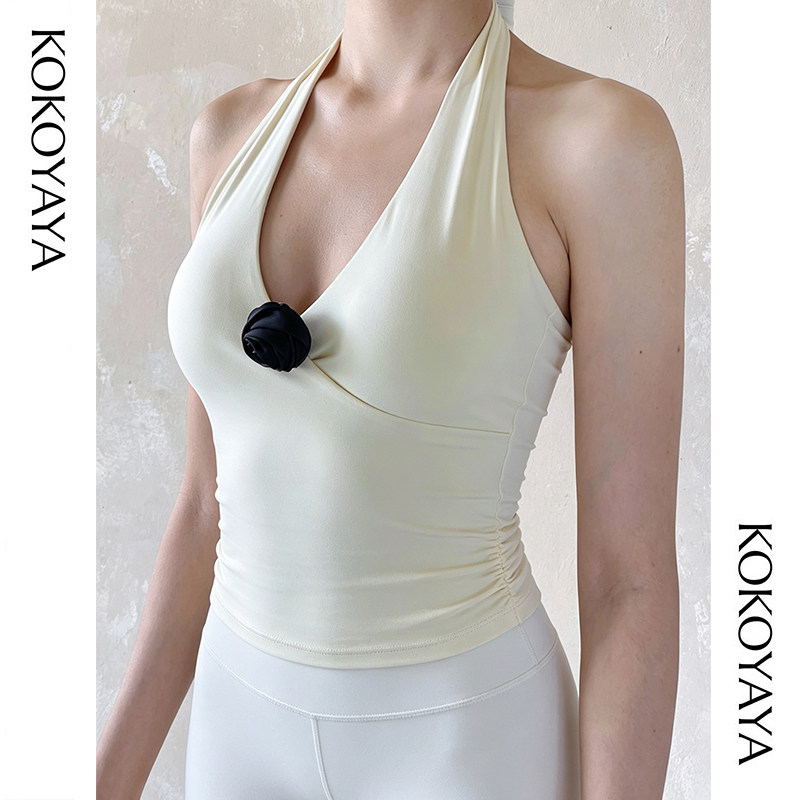 kokoyaya neck vest women sports running fitness yoga pilates beautiful back top tennis dress