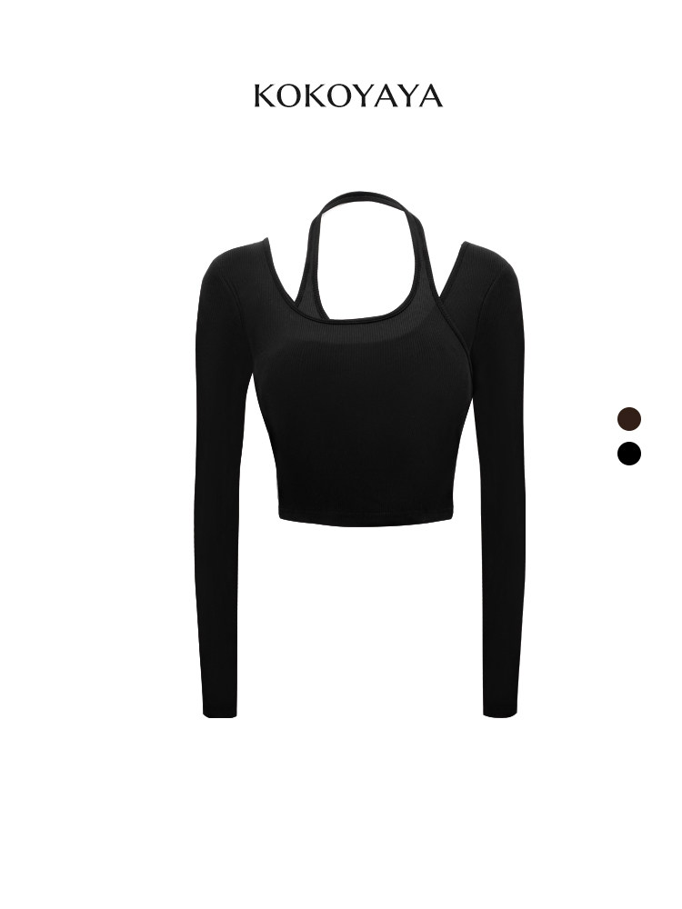 kokoyaya yoga suit, long-sleeved top, fitness suit, women's fake, two-piece tight-fitting Pilates dance training suit