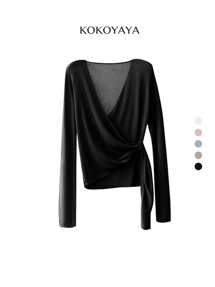 kokoyaya yoga suit, long-sleeved blouse, knitted mesh shirt, sweatshirt, women's Pilates fitness training suit Y045