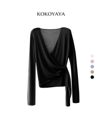 kokoyaya yoga suit, long-sleeved blouse, knitted mesh shirt, sweatshirt, women's Pilates fitness training suit Y045