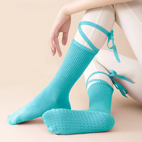 kokoyaya silicone anti-slip professional yoga socks with straps sports mid-tube socks indoor Pilates socks W006