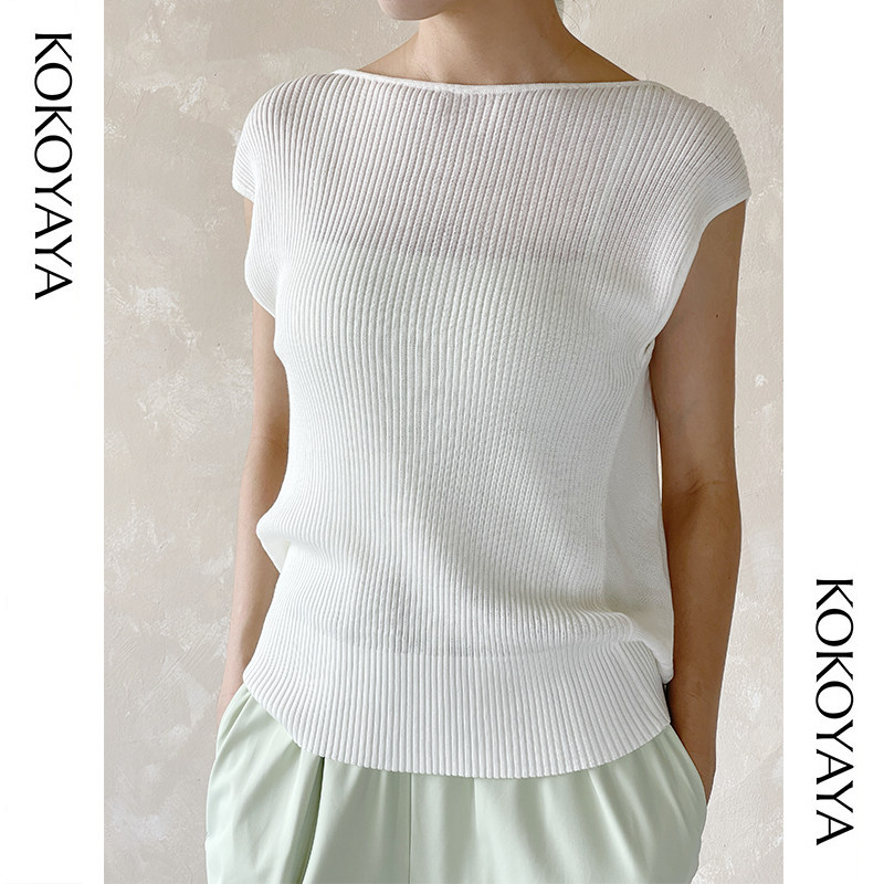 kokoyaya knitted smock yoga suit Pilates fitness dance training suit sleeveless vest sports top for women
