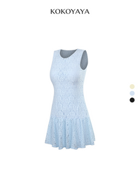 kokoyaya sports tennis dress, anti-chafing lapel design with built-in chest pad, professional one-piece badminton outfit