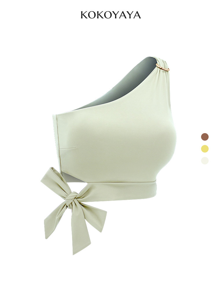 kokoyaya yellow slanting shoulder quick-drying sports vest for women's professional yoga training with chest pad fitness sports underwear