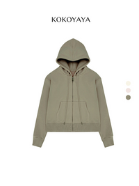 kokoyaya sports sweater pink short yoga suit plus velvet women's warm zipper fitness top hooded coat