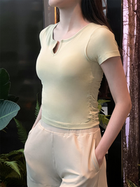 kokoyaya summer tight-fitting quick-drying sports top women's short-sleeved T-shirt with chest pad training fitness yoga dress