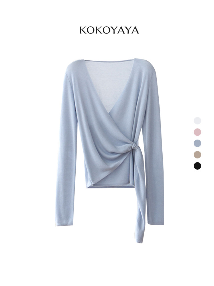 kokoyaya yoga suit, long-sleeved blouse, knitted mesh shirt, sweatshirt, women's Pilates fitness training suit Y045