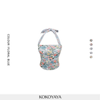 kokoyaya hanging neck sports underwear with chest pad fitness dress vest sleeveless top printed yoga dress for women