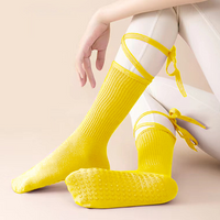 kokoyaya silicone anti-slip professional yoga socks with straps sports mid-tube socks indoor Pilates socks W006